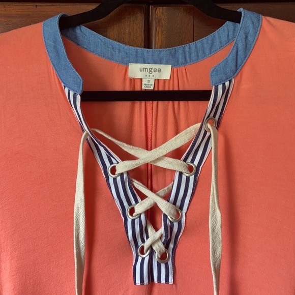 SPRING SALE 🎉 Umgee Coral Flutter Coral Coast Tunic Top - Picture 2 of 8